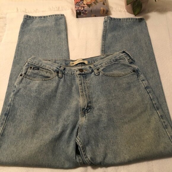 Lee Jeans Blue Denim Relaxed Fit Straight Leg Light Distressed Men's W 36 L 32 - Picture 5 of 12